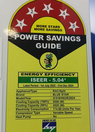 Blue Star 1.5 Ton 5 Star Convertible 5 in 1 Cooling Inverter Split AC (Copper, DigiQ Penta Sensors, Dust Filter, Blue Fins 2024 Model, IC518VNUR, White) 