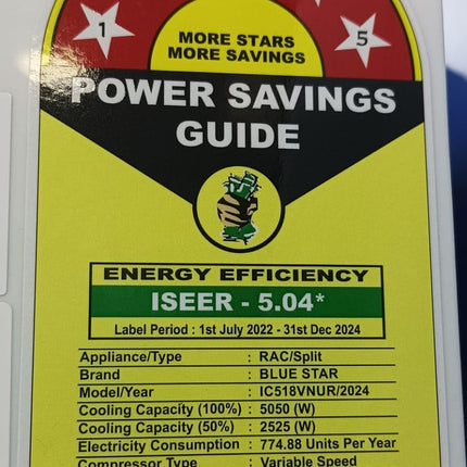 Blue Star 1.5 Ton 5 Star Convertible 5 in 1 Cooling Inverter Split AC (Copper, DigiQ Penta Sensors, Dust Filter, Blue Fins 2024 Model, IC518VNUR, White) 