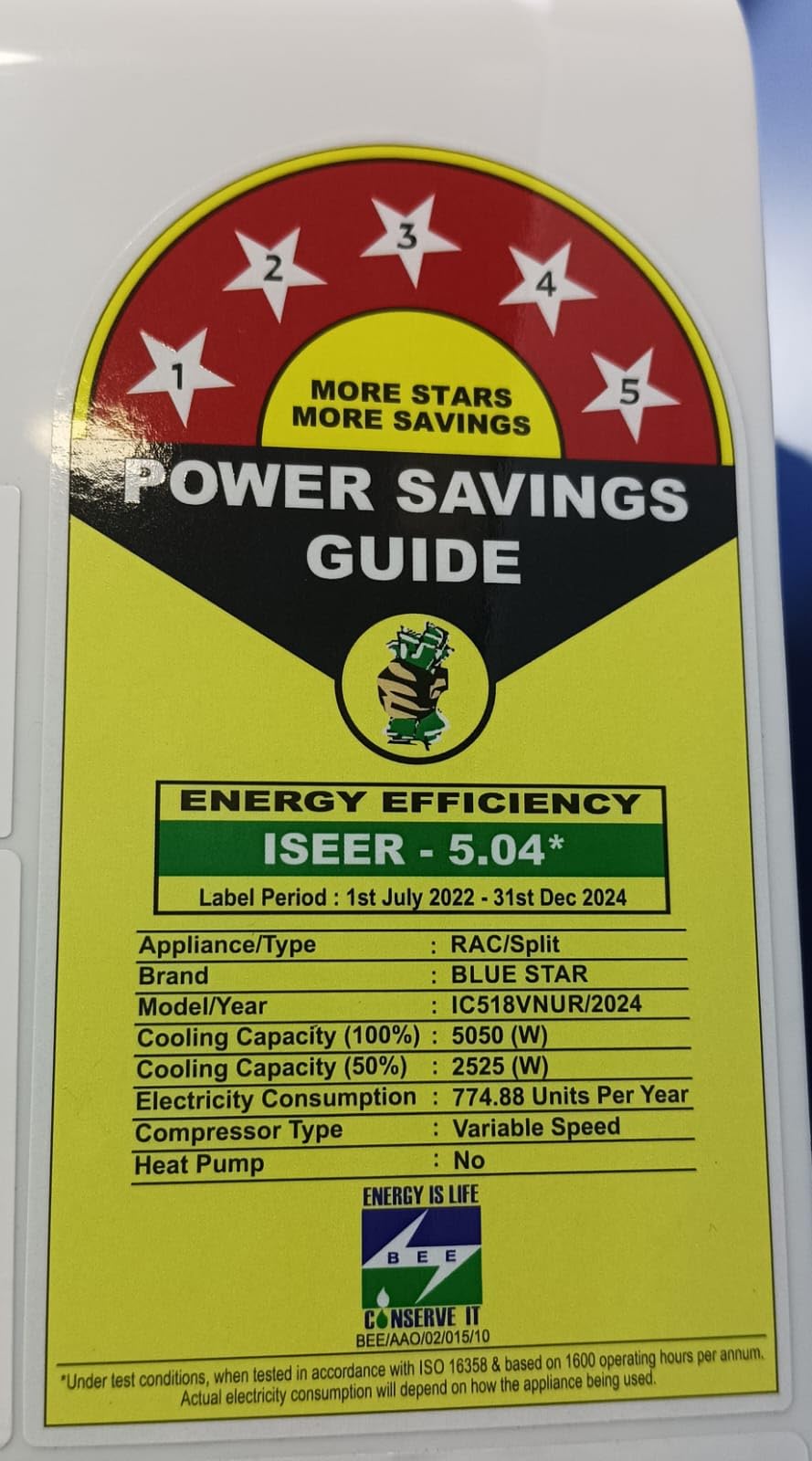 Blue Star 1.5 Ton 5 Star Convertible 5 in 1 Cooling Inverter Split AC (Copper, DigiQ Penta Sensors, Dust Filter, Blue Fins 2024 Model, IC518VNUR, White) 