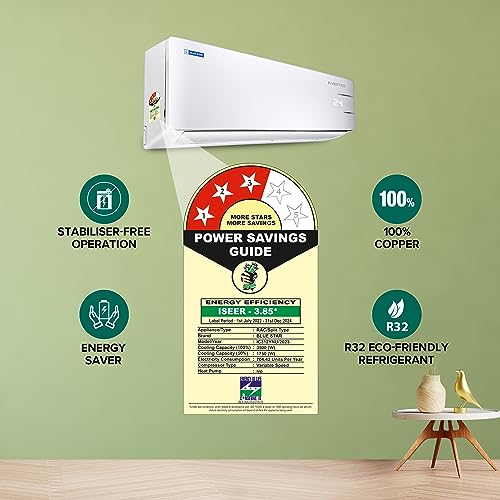 Blue Star 1 Ton 3 Star, 60 Months Warranty, Inverter Split AC (Copper, Convertible 5 in 1 Cooling, Multi Sensors, Dust Filters Blue Fins, Self Diagnosis,IC312YNU,White) 