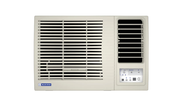 Blue Star 1 Ton 3 Star Fixed Speed Window AC (Copper, Turbo Cool, Fan Modes-Auto/High/Medium/Low, Hydrophilic Blue Fins, Dust Filters, Self-Diagnosis, WFD312L, White) 