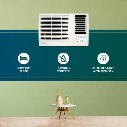 Blue Star 1 Ton 3 Star Fixed Speed Window AC (Copper, Turbo Cool, Fan Modes-Auto/High/Medium/Low, Hydrophilic Blue Fins, Dust Filters, Self-Diagnosis, WFD312L, White) 