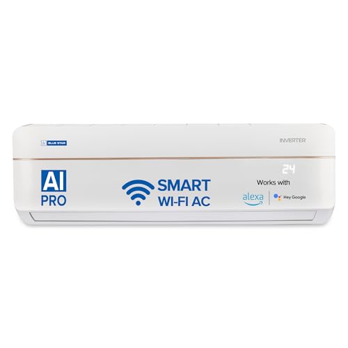 Blue Star 1 Ton 5 Star Wi-Fi Inverter Smart Split AC (Copper Condenser, 5 in 1 Convertible, AI Pro, Voice Command, 4 Way Swing, Anti Microbial Filter, IC512VNURS, White) 