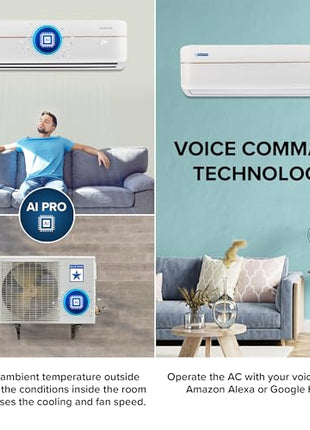 Blue Star 1 Ton 5 Star Wi-Fi Inverter Smart Split AC (Copper Condenser, 5 in 1 Convertible, AI Pro, Voice Command, 4 Way Swing, Anti Microbial Filter, IC512VNURS, White) 