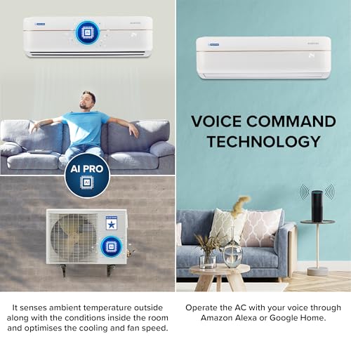 Blue Star 1 Ton 5 Star Wi-Fi Inverter Smart Split AC (Copper Condenser, 5 in 1 Convertible, AI Pro, Voice Command, 4 Way Swing, Anti Microbial Filter, IC512VNURS, White) 