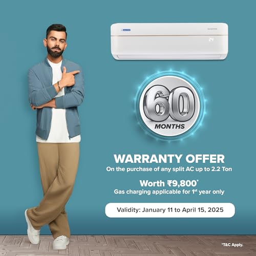 Blue Star 1 Ton 5 Star Wi-Fi Inverter Smart Split AC (Copper Condenser, 5 in 1 Convertible, AI Pro, Voice Command, 4 Way Swing, Anti Microbial Filter, IC512VNURS, White) 