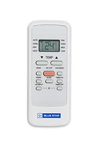Blue Star 1 Ton Fixed Speed Portable AC (Copper, Anti Bacterial Silver Coating, Self Diagnosis, Comfort Sleep, Auto Mode, Remote Control Operations, Gold Fins, PC12DB, 2024 Model, White) 