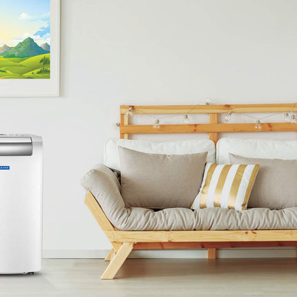 Blue Star 1 Ton Fixed Speed Portable AC (Copper, Anti Bacterial Silver Coating, Self Diagnosis, Comfort Sleep, Auto Mode, Remote Control Operations, Gold Fins, PC12DB, 2024 Model, White) 