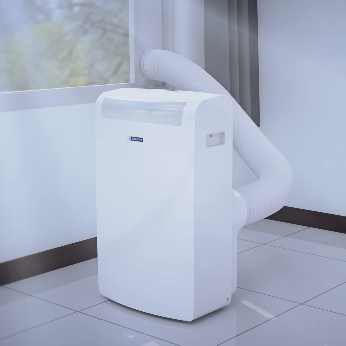 Blue Star 1 Ton Fixed Speed Portable AC (Copper, Anti Bacterial Silver Coating, Self Diagnosis, Comfort Sleep, Auto Mode, Remote Control Operations, Gold Fins, PC12DB, 2024 Model, White) 
