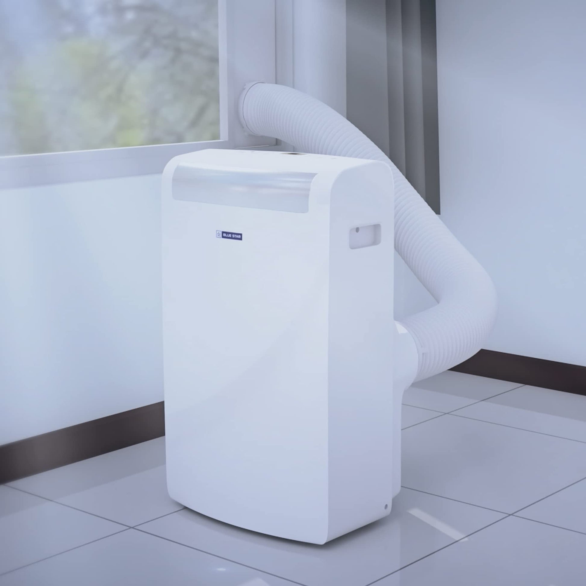 Blue Star 1 Ton Fixed Speed Portable AC (Copper, Anti Bacterial Silver Coating, Self Diagnosis, Comfort Sleep, Auto Mode, Remote Control Operations, Gold Fins, PC12DB, 2024 Model, White) 