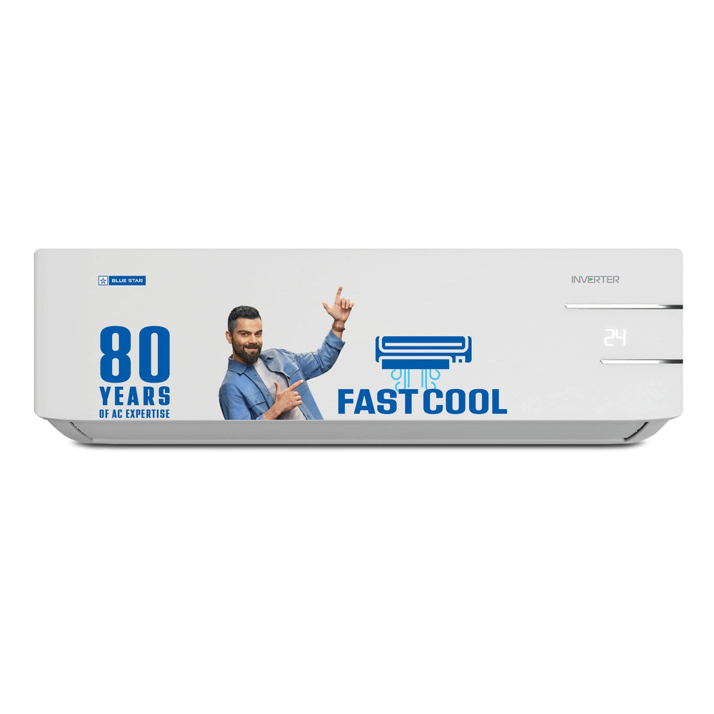 Blue Star 2 Ton 3 Star, 60 Months Warranty, Inverter Split AC (Copper, Convertible 5 in 1 Cooling, Auto Defrost, Dust Filters, Blue Fins, IC324YNU, White)