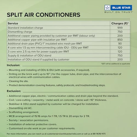 Blue Star 2 Ton 3 Star Heavy Duty, 60 Months Warranty, Inverter Split AC (Copper, Convertible 6 in 1 Cooling, Multi Sensors, Dust Filter, Blue Fins, Self Diagnosis, IC324DCUHD, White) 