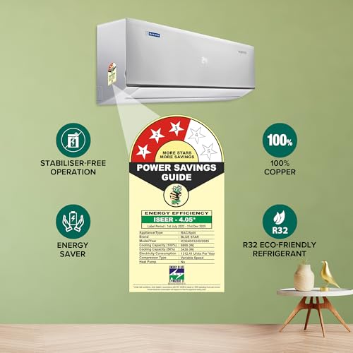 Blue Star 2 Ton 3 Star Heavy Duty, 60 Months Warranty, Inverter Split AC (Copper, Convertible 6 in 1 Cooling, Multi Sensors, Dust Filter, Blue Fins, Self Diagnosis, IC324DCUHD, White) 