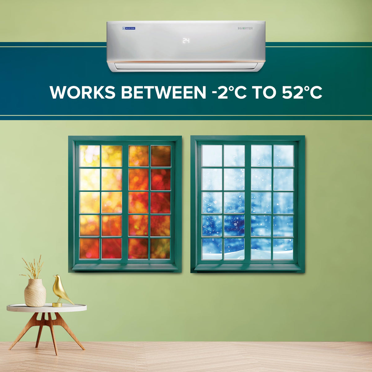 Blue Star 2 Ton 3 Star Hot and Cold Inverter Split AC (Copper, Convertible 5 in 1 Cooling, 4 Way Swing, Multi Sensors, Dust Filter, Blue Fins, Self Diagnosis, IC324DNUHC, White) 