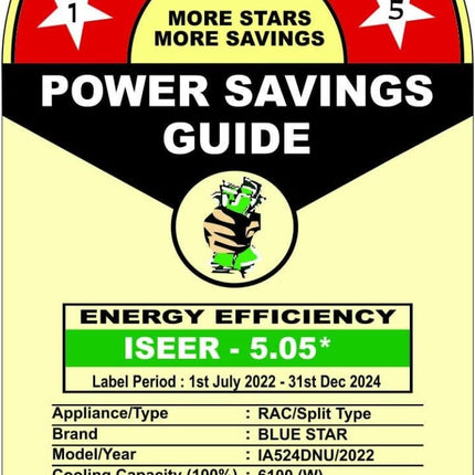 Blue Star Air Conditioner|2 Ton 5 Star|Inverter Split AC|IA524DNU|2022|White 