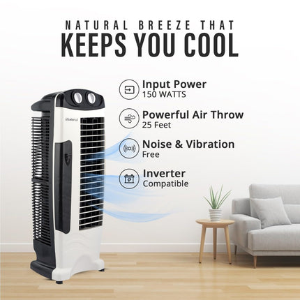 Blueberry's Tower Fan - With Powerful Air Throw,4-Way Air Flow,25 Feet Air Delivery,Low Power Consumption And Anti-Rust Body | High Speed Tower Fan For Home And Office -1 Year Warranty 