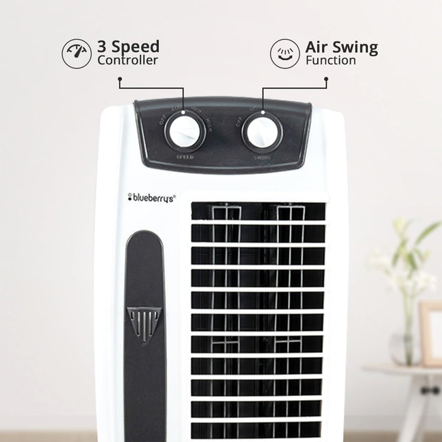 Blueberry's Tower Fan - with powerful air throw, 25 Feet Air Delivery, 4-way Air Flow, Low Power Consumption and Anti-Rust Body| High Speed Tower fan for home and office with 1-Year Warranty 