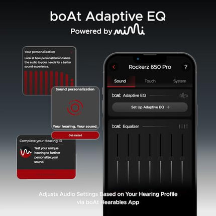 Boat New Launch Rockerz 650 Pro, Touch/Swipe Controls, Dolby Audio, 80Hrs Battery, 2Mics ENx, Fast Charge, App Support, Dual Pair, Bluetooth Over Ear Headphones with Mic (Iris Black) 