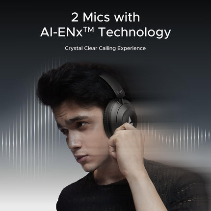 Boat New Launch Rockerz 650 Pro, Touch/Swipe Controls, Dolby Audio, 80Hrs Battery, 2Mics ENx, Fast Charge, App Support, Dual Pair, Bluetooth Over Ear Headphones with Mic (Iris Black) 