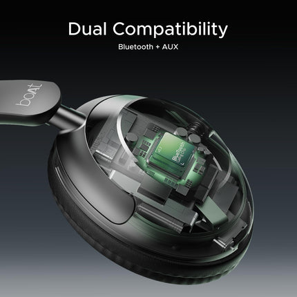 Boat New Launch Rockerz 650 Pro, Touch/Swipe Controls, Dolby Audio, 80Hrs Battery, 2Mics ENx, Fast Charge, App Support, Dual Pair, Bluetooth Over Ear Headphones with Mic (Iris Black) 