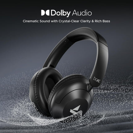 Boat New Launch Rockerz 650 Pro, Touch/Swipe Controls, Dolby Audio, 80Hrs Battery, 2Mics ENx, Fast Charge, App Support, Dual Pair, Bluetooth Over Ear Headphones with Mic (Iris Black) 