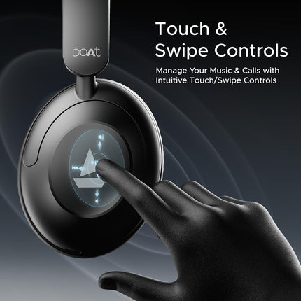 Boat New Launch Rockerz 650 Pro, Touch/Swipe Controls, Dolby Audio, 80Hrs Battery, 2Mics ENx, Fast Charge, App Support, Dual Pair, Bluetooth Over Ear Headphones with Mic (Iris Black) 