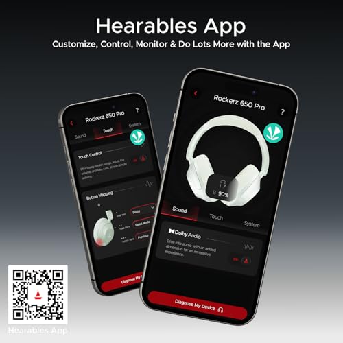 Boat New Launch Rockerz 650 Pro, Touch/Swipe Controls, Dolby Audio, 80Hrs Battery, 2Mics ENx, Fast Charge, App Support, Dual Pair, Bluetooth Over Ear Headphones with Mic (Iris Black) 