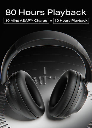 Boat New Launch Rockerz 650 Pro, Touch/Swipe Controls, Dolby Audio, 80Hrs Battery, 2Mics ENx, Fast Charge, App Support, Dual Pair, Bluetooth Over Ear Headphones with Mic (Iris Black) 