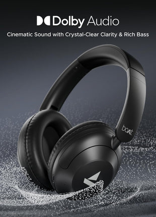 Boat New Launch Rockerz 650 Pro, Touch/Swipe Controls, Dolby Audio, 80Hrs Battery, 2Mics ENx, Fast Charge, App Support, Dual Pair, Bluetooth Over Ear Headphones with Mic (Iris Black) 