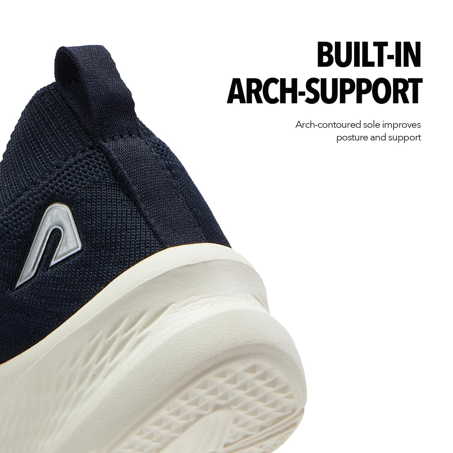 Boldfit Breathable Knit Slip On Women Walking Shoes Navy Memory Foam Insole 