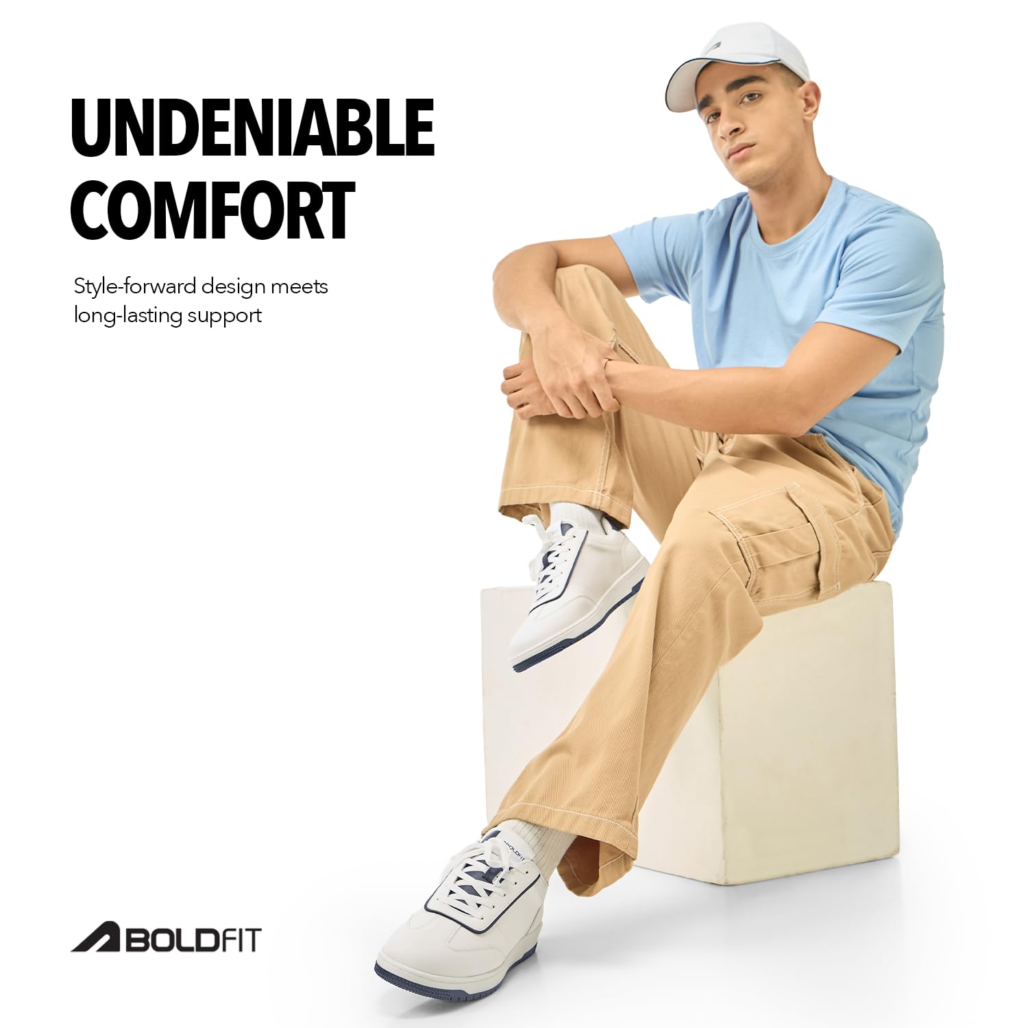 Boldfit Sneakers for Man Lightweight Shoes for Men Comfortable Sneaker for Men Air Mesh Casual Shoes for Man Soft Cushion Sneakers Lace Up Casual Sneaker Skyline Whitenavy 11 