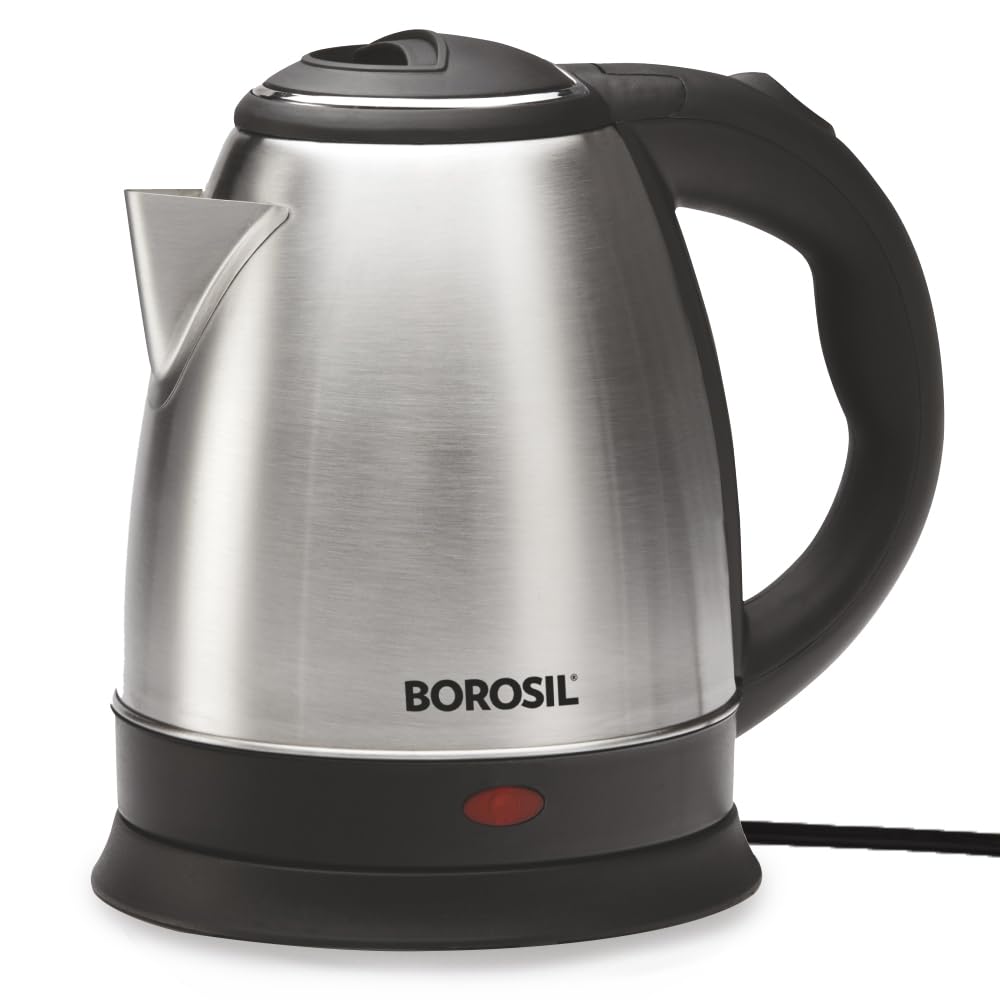 Borosil 1.5L 1350W Stainless Steel Rio Electric Kettle | Boil Water for Tea/Coffee/Soup/Noodles |Water Heater Jug | Auto Cut-off, Overheat & Dry Boil Protection | Multipurpose Kettle | 1 Year Warranty 