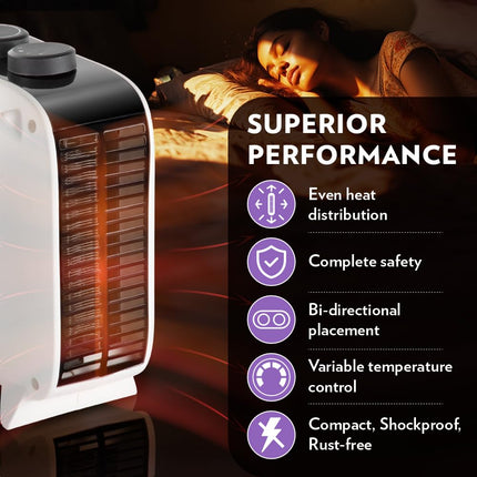 Borosil 2000W Blitz Portable Electric Fan Room Heater (Made in India) | Variable Temperature Control, Horizontal & Vertical Placement | Room Heater Blower, Overheat Protection | 1 Year Warranty 