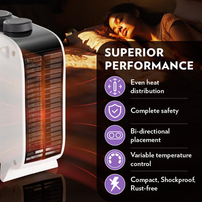 Borosil 2000W Blitz Portable Electric Fan Room Heater (Made in India) | Variable Temperature Control, Horizontal & Vertical Placement | Room Heater Blower, Overheat Protection | 1 Year Warranty 