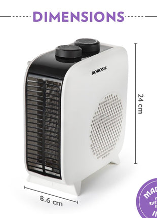 Borosil 2000W Blitz Portable Electric Fan Room Heater (Made in India) | Variable Temperature Control, Horizontal & Vertical Placement | Room Heater Blower, Overheat Protection | 1 Year Warranty 