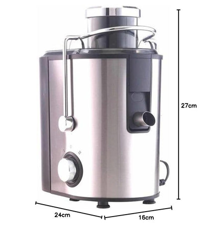 Borosil Primus Plus Juicer, 500 W, Stainless Steel Centrifugal Juicer, 1.25 L Pulp Collector, 64 mm Feed Chute, Silver 