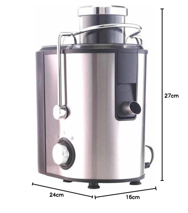Borosil Primus Plus Juicer, 500 W, Stainless Steel Centrifugal Juicer, 1.25 L Pulp Collector, 64 mm Feed Chute, Silver 