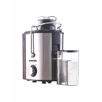 Borosil Primus Plus Juicer, 500 W, Stainless Steel Centrifugal Juicer, 1.25 L Pulp Collector, 64 mm Feed Chute, Silver 
