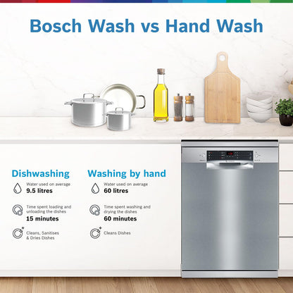 Bosch 14 Place Settings Dishwasher (SMS46KI03I, Silver Inox), 60 cm 