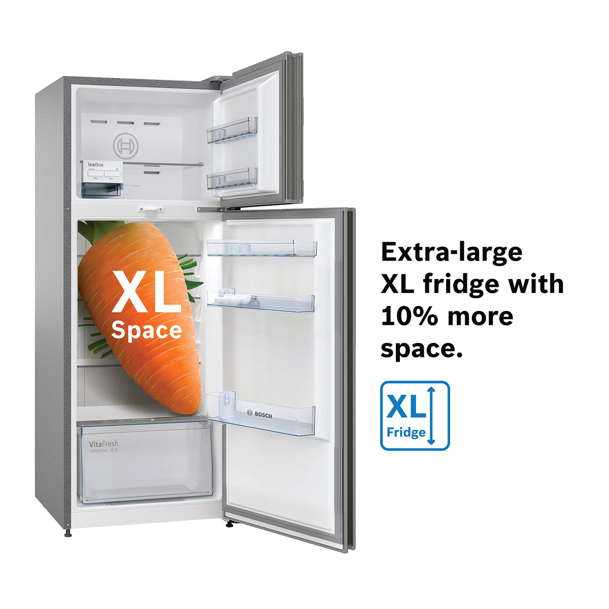 Bosch 243L 3star Frost free Refrigerator Appliance CTC27S031I (Convertible,Silver Inox) 