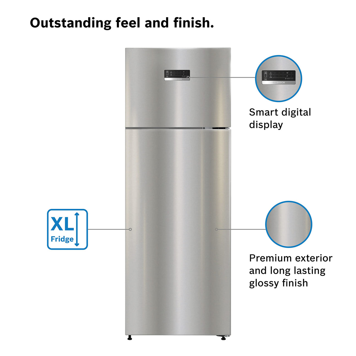 Bosch 243L 3star Frost free Refrigerator Appliance CTC27S031I (Convertible,Silver Inox) 