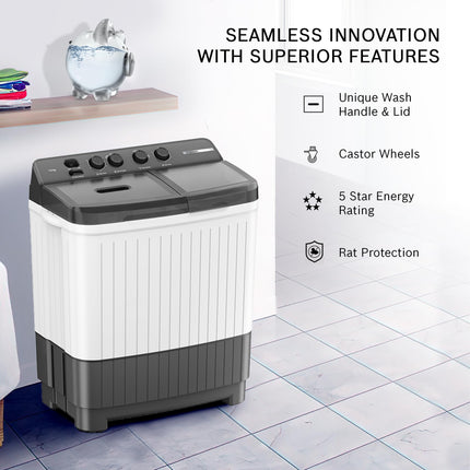 Bosch 7.5KG 5 Star Semi Automatic Top Loading Washing Machine (Spin Drum Safety Disk, Unique Impeller,WJZ751W0IN) 