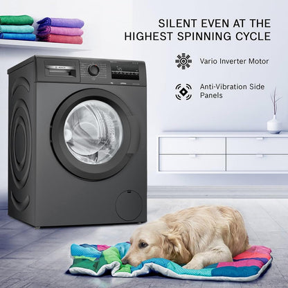 Bosch 7 kg 5 Star Fully-Automatic Front Loading Washing Machine (WAJ24209IN, Black, AI active water plus, In-Built Heater, BLDC Inverter motor, Steam) 