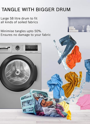 Bosch 8 kg 5 Star Fully-Automatic Front Loading Washing Machine (WAJ2826BIN, Shiny Silver, AI active water plus, In-Built Heater) 