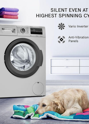 Bosch 8 kg 5 Star Fully-Automatic Front Loading Washing Machine (WAJ2826BIN, Shiny Silver, AI active water plus, In-Built Heater) 