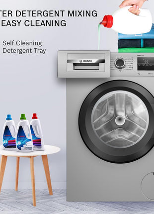 Bosch 8 kg 5 Star Fully-Automatic Front Loading Washing Machine (WAJ2826BIN, Shiny Silver, AI active water plus, In-Built Heater) 