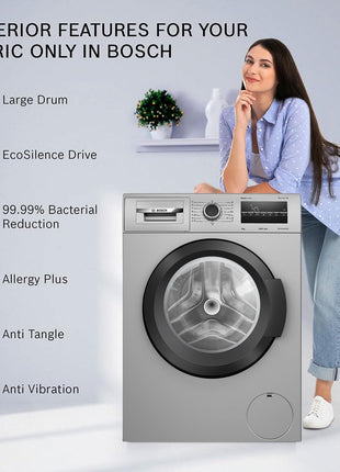 Bosch 8 kg 5 Star Fully-Automatic Front Loading Washing Machine (WAJ2826BIN, Shiny Silver, AI active water plus, In-Built Heater) 
