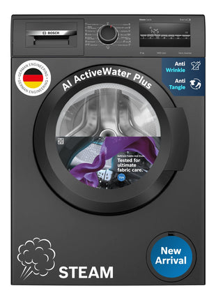 Bosch 8 kg 5 Star Fully-Automatic Front Loading Washing Machine (WAJ2826CIN, Black Grey, AI active water plus, In-Built Heater) 