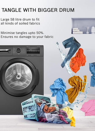 Bosch 8 kg 5 Star Fully-Automatic Front Loading Washing Machine (WAJ2826CIN, Black Grey, AI active water plus, In-Built Heater) 