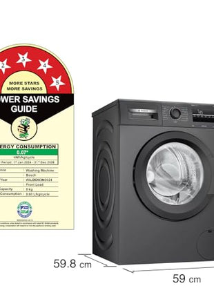 Bosch 8 kg 5 Star Fully-Automatic Front Loading Washing Machine (WAJ2826CIN, Black Grey, AI active water plus, In-Built Heater) 